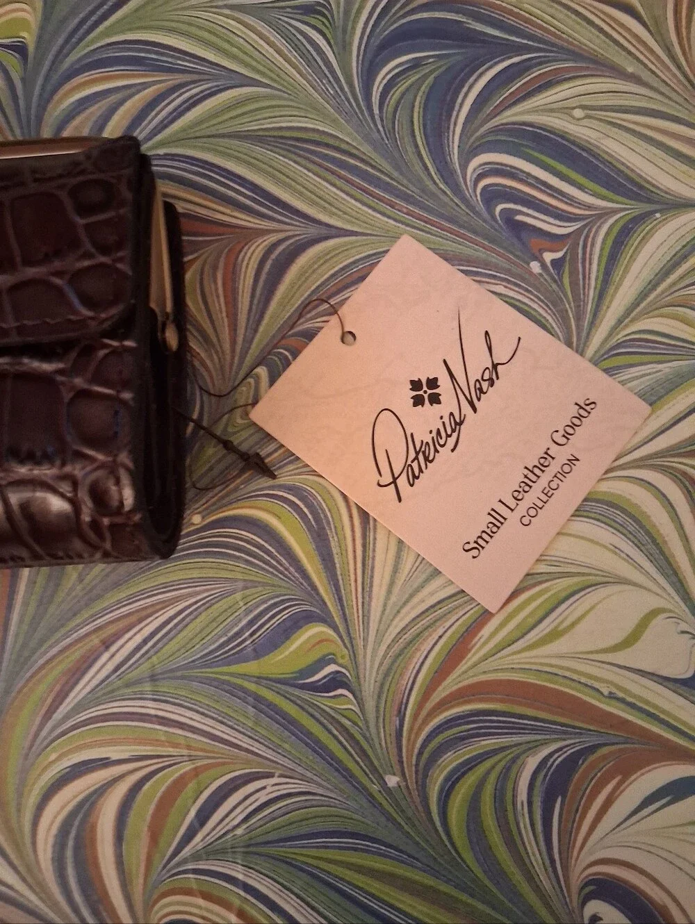 Patricia Dark Brown Croc-Embossed Leather Women's  Compact Wallet NWT